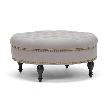 Baxton Studio Palfrey Beige Linen Modern Tufted Ottoman 96-4842